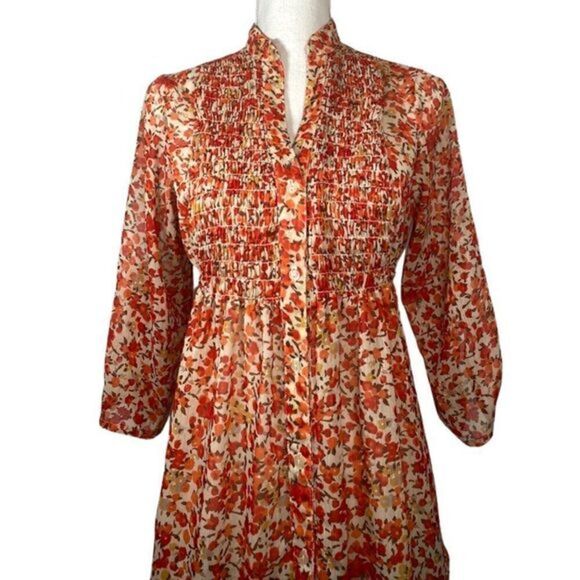 Like New Womens Autumnal Falling of the Leaves Balloon Sleeves Blouse Top - Picture 9 of 13